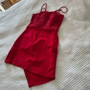 Red Lace Spaghetti Strap Dress